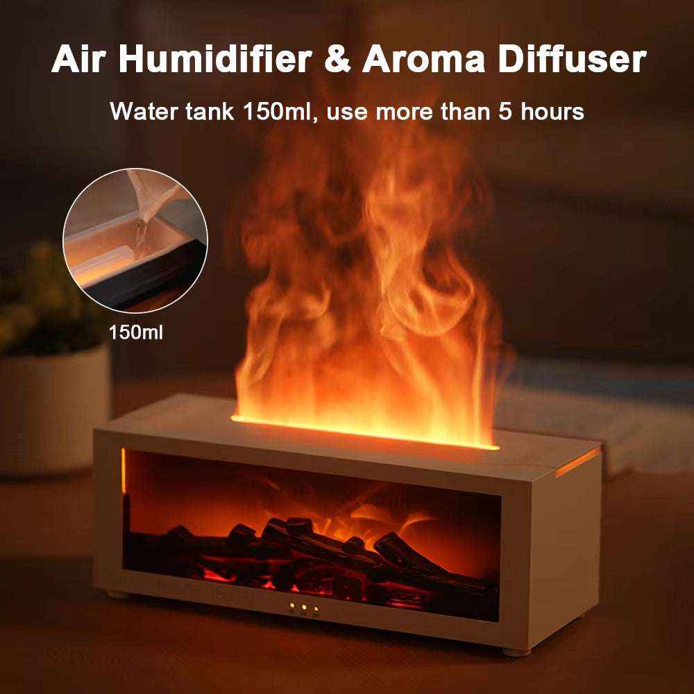 Flame Essential Oil Diffuser & Air Humidifier – 7 Color LED Night Light | 150ML Ultrasonic Aromatherapy Diffuser for Home, Bedroom, Office
