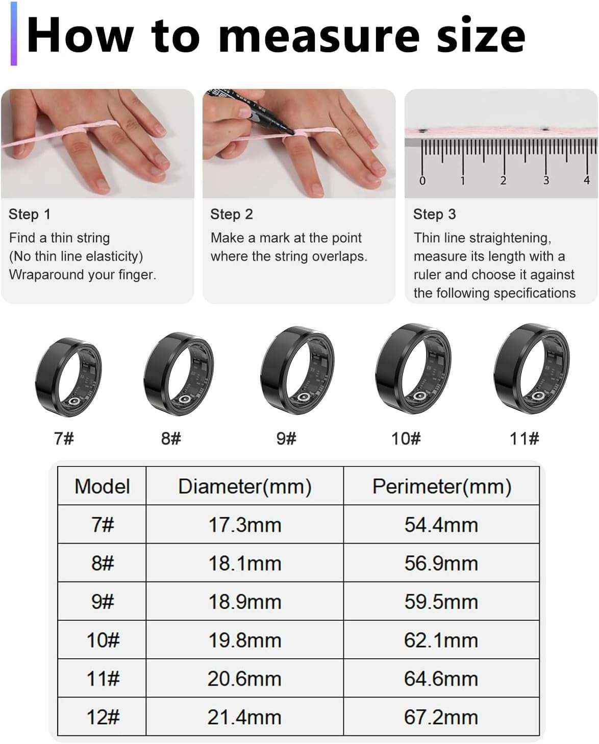 2025 Upgrade Smart Ring Health Tracker – Waterproof Fitness Ring with Sleep, Heart Rate & Activity Tracking