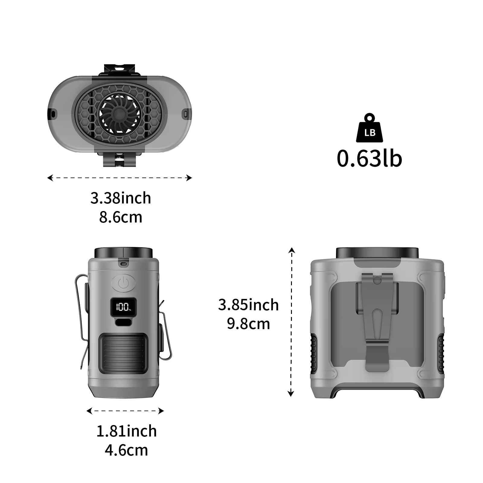 20000mAh Outdoor Waist Fan with Power Bank & LED Light – Portable Hanging Neck Fan for Work & Travel