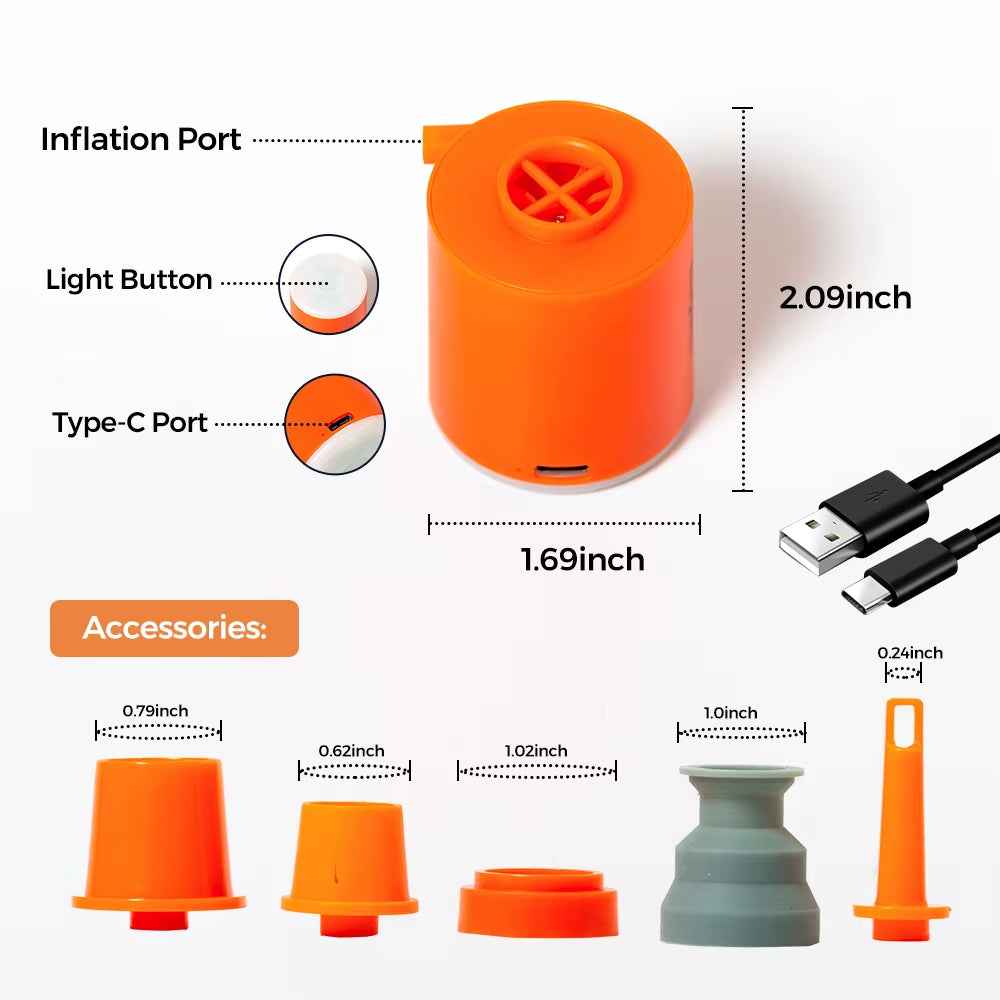 GIGA Pump 2.0 – 3-in-1 Portable Air Pump, Vacuum Deflator & LED Lantern for Outdoor & Home Use
