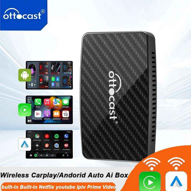 Android AI Box Pro – Wired to Wireless CarPlay Adapter with Built-in YouTube, Netflix, TikTok & IPTV | Car Multimedia Upgrade