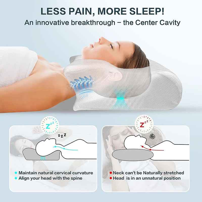 1Pc Memory Foam Cervical Pillow – Ergonomic Contour Orthopedic Neck Support