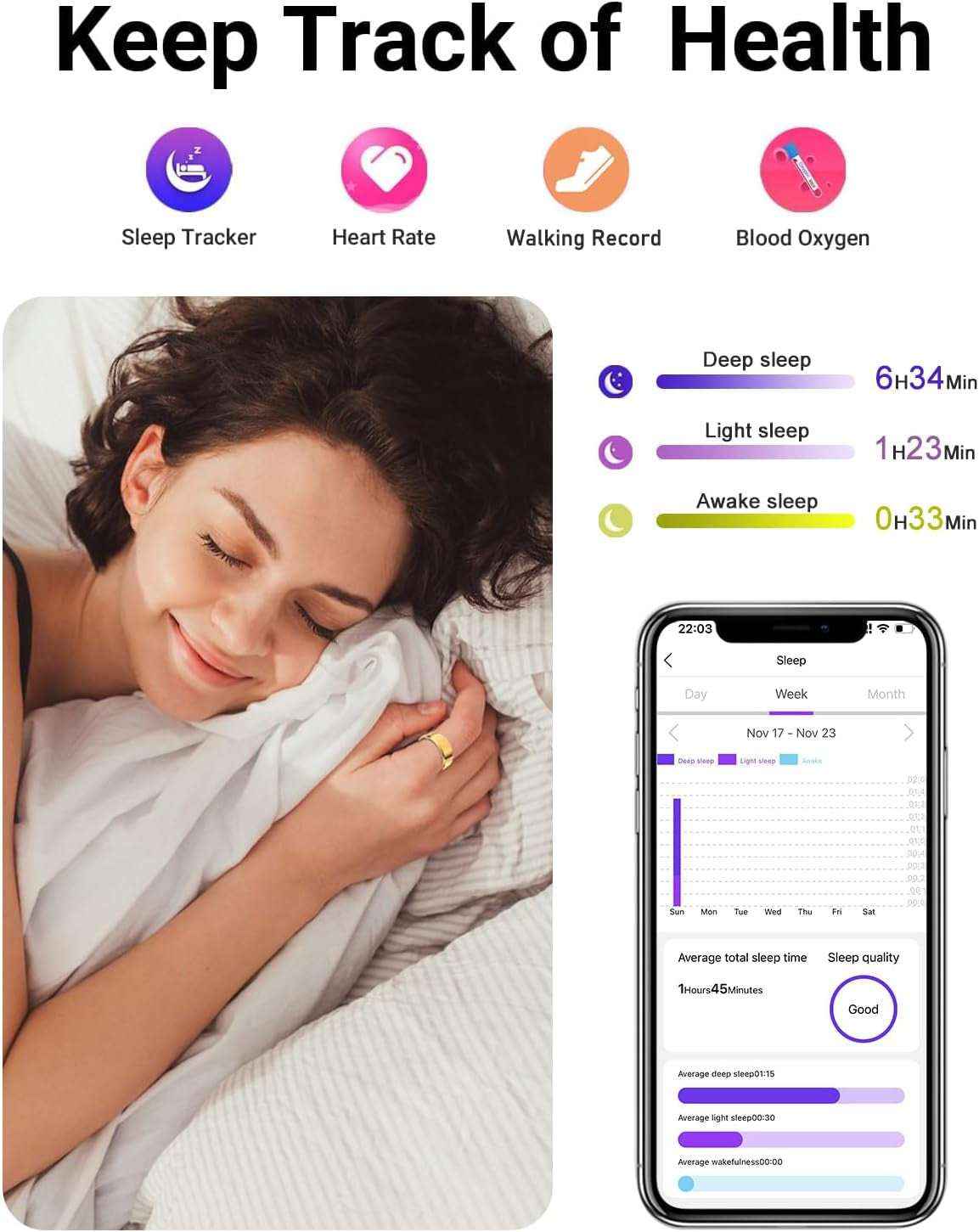2025 Upgrade Smart Ring Health Tracker – Waterproof Fitness Ring with Sleep, Heart Rate & Activity Tracking