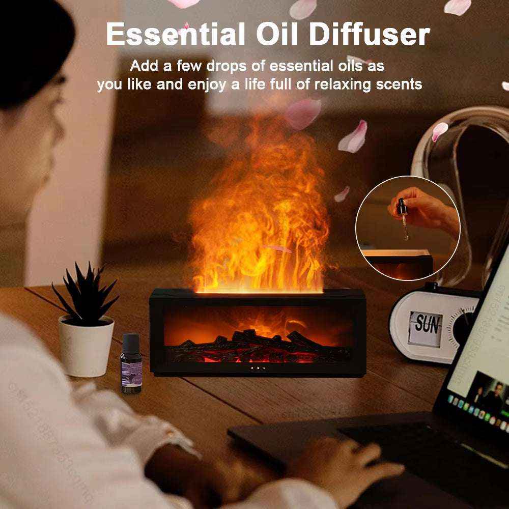 Flame Essential Oil Diffuser & Air Humidifier – 7 Color LED Night Light | 150ML Ultrasonic Aromatherapy Diffuser for Home, Bedroom, Office