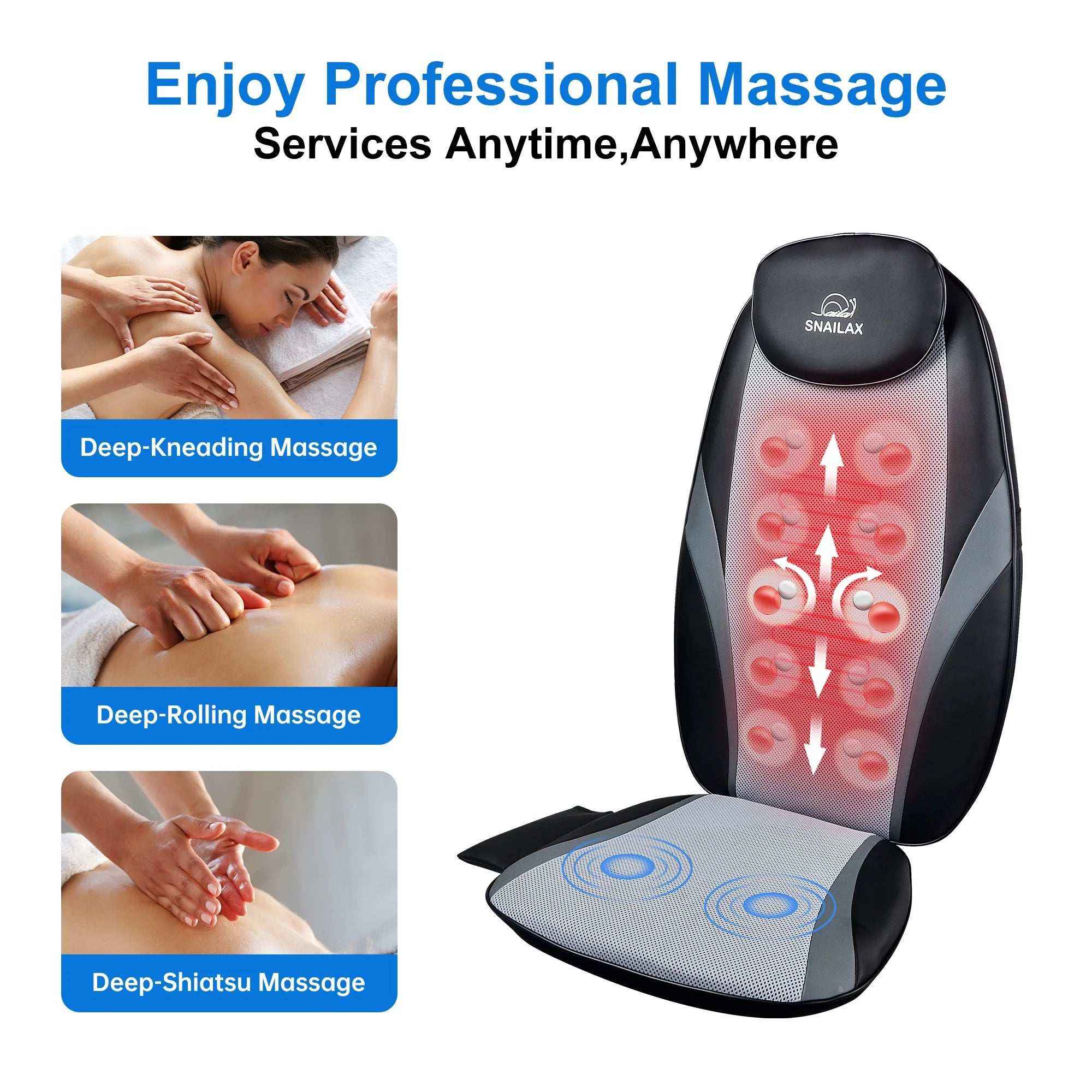 Back Massager with Heat – Electric Shiatsu Massage Chair Pad for Back Pain Relief