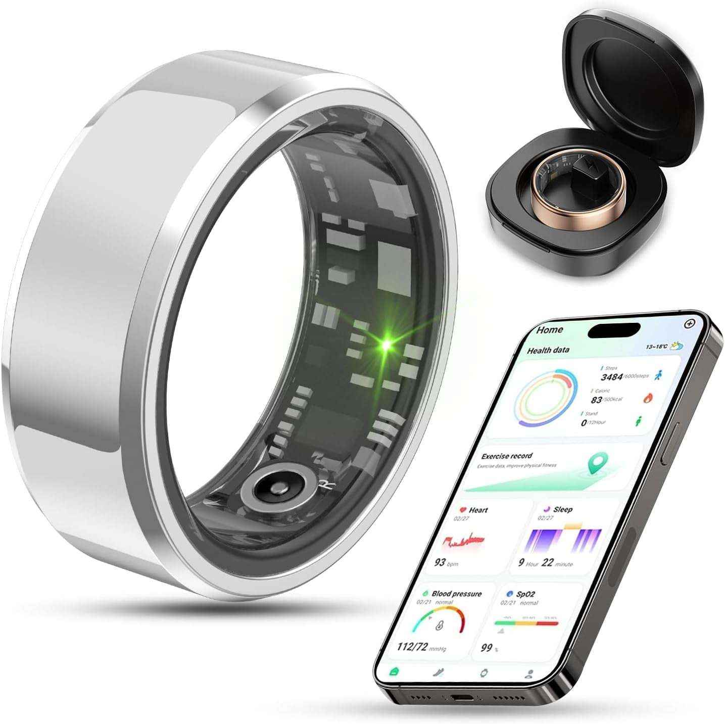 2025 Upgrade Smart Ring Health Tracker – Waterproof Fitness Ring with Sleep, Heart Rate & Activity Tracking