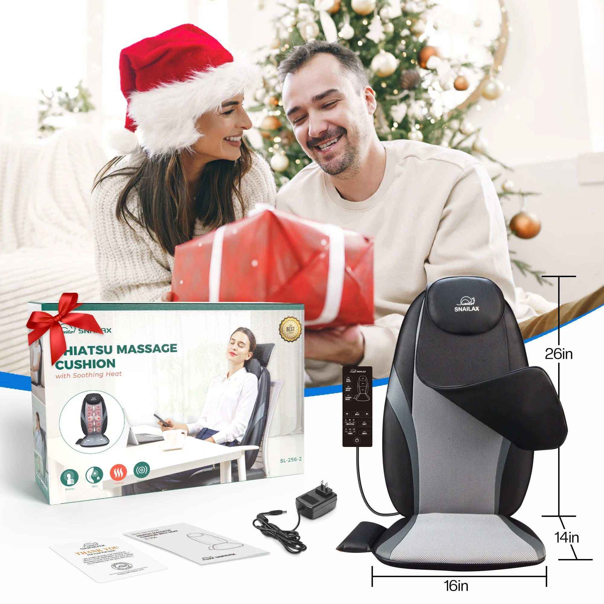 Back Massager with Heat – Electric Shiatsu Massage Chair Pad for Back Pain Relief