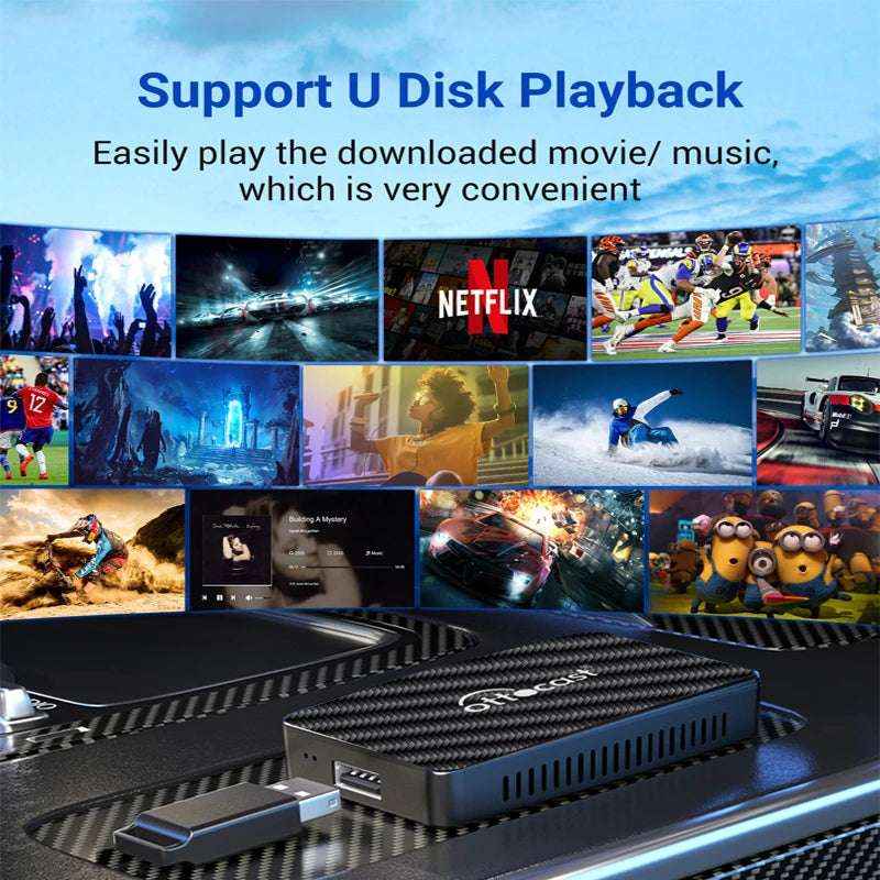Android AI Box Pro – Wired to Wireless CarPlay Adapter with Built-in YouTube, Netflix, TikTok & IPTV | Car Multimedia Upgrade