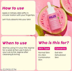 Plix 10% Vitamin C Guava Face Serum Mini 10ml - Brightening, Skin Clearing & Even-Toned Complexion with Hyaluronic Acid & Pentavittin
