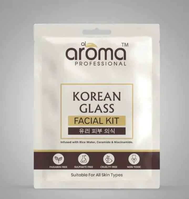 Alaoma Korean Glass Facial Kit | Glass Skin Ritual | Infused with Rice Water, Ceramide & Niacinamide | Hydrating & Brightening | 8-Step Skincare Treatment