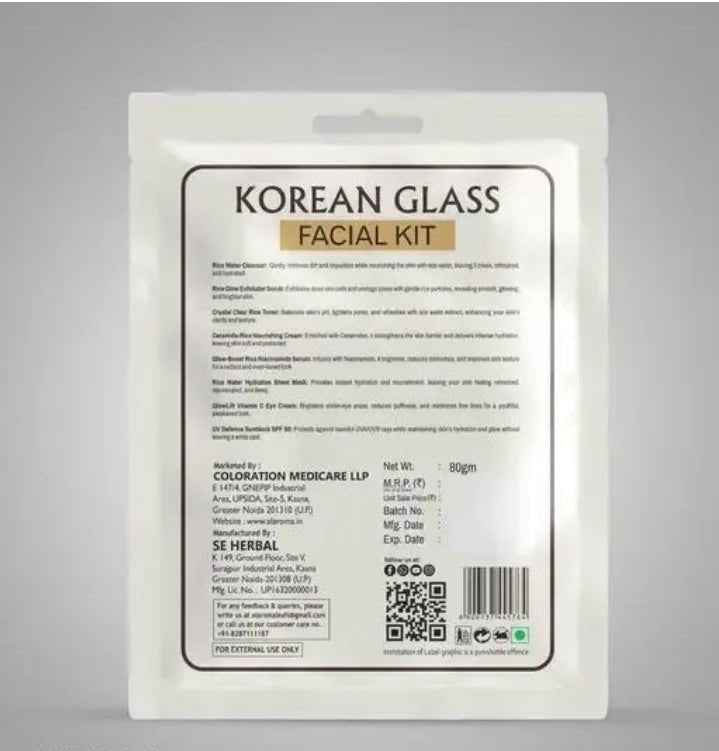 Alaoma Korean Glass Facial Kit | Glass Skin Ritual | Infused with Rice Water, Ceramide & Niacinamide | Hydrating & Brightening | 8-Step Skincare Treatment