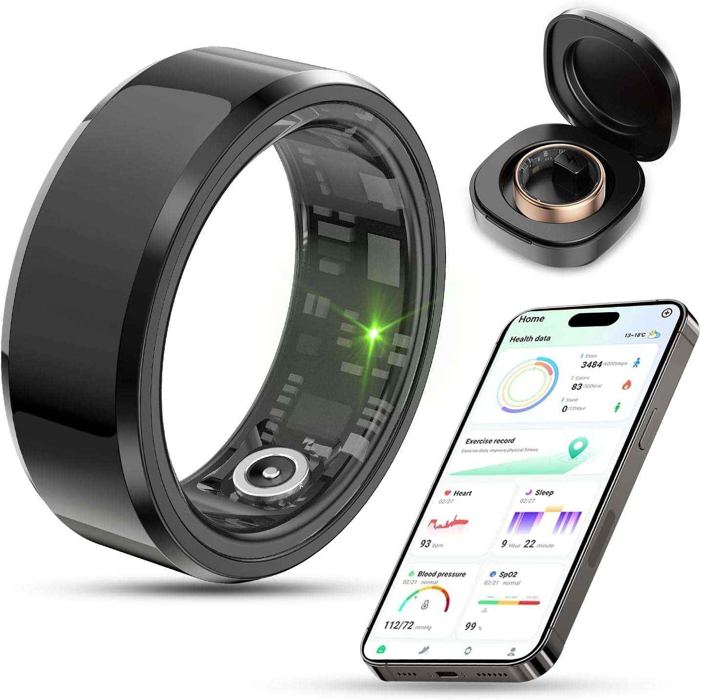 2025 Upgrade Smart Ring Health Tracker – Waterproof Fitness Ring with Sleep, Heart Rate & Activity Tracking