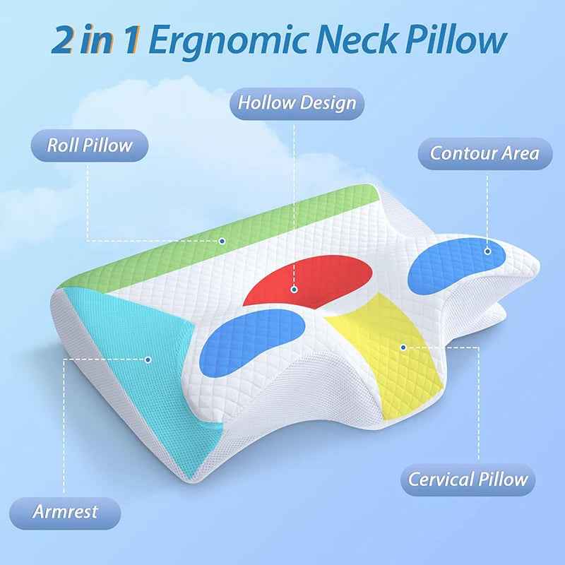 1Pc Memory Foam Cervical Pillow – Ergonomic Contour Orthopedic Neck Support