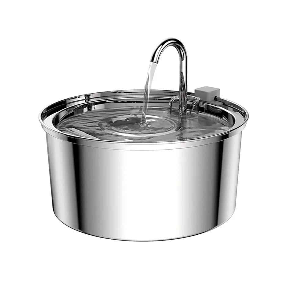 Stainless Steel Pet Water Fountain – 3L Automatic Cat & Dog Water Feeder with USB Silent Pump & Double Filtration