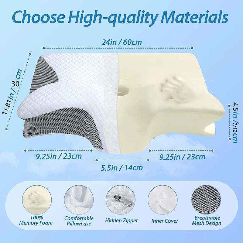 1Pc Memory Foam Cervical Pillow – Ergonomic Contour Orthopedic Neck Support