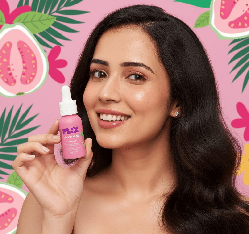 Plix 10% Vitamin C Guava Face Serum Mini 10ml - Brightening, Skin Clearing & Even - Toned Complexion with Hyaluronic Acid & Pentavittin - Agorge