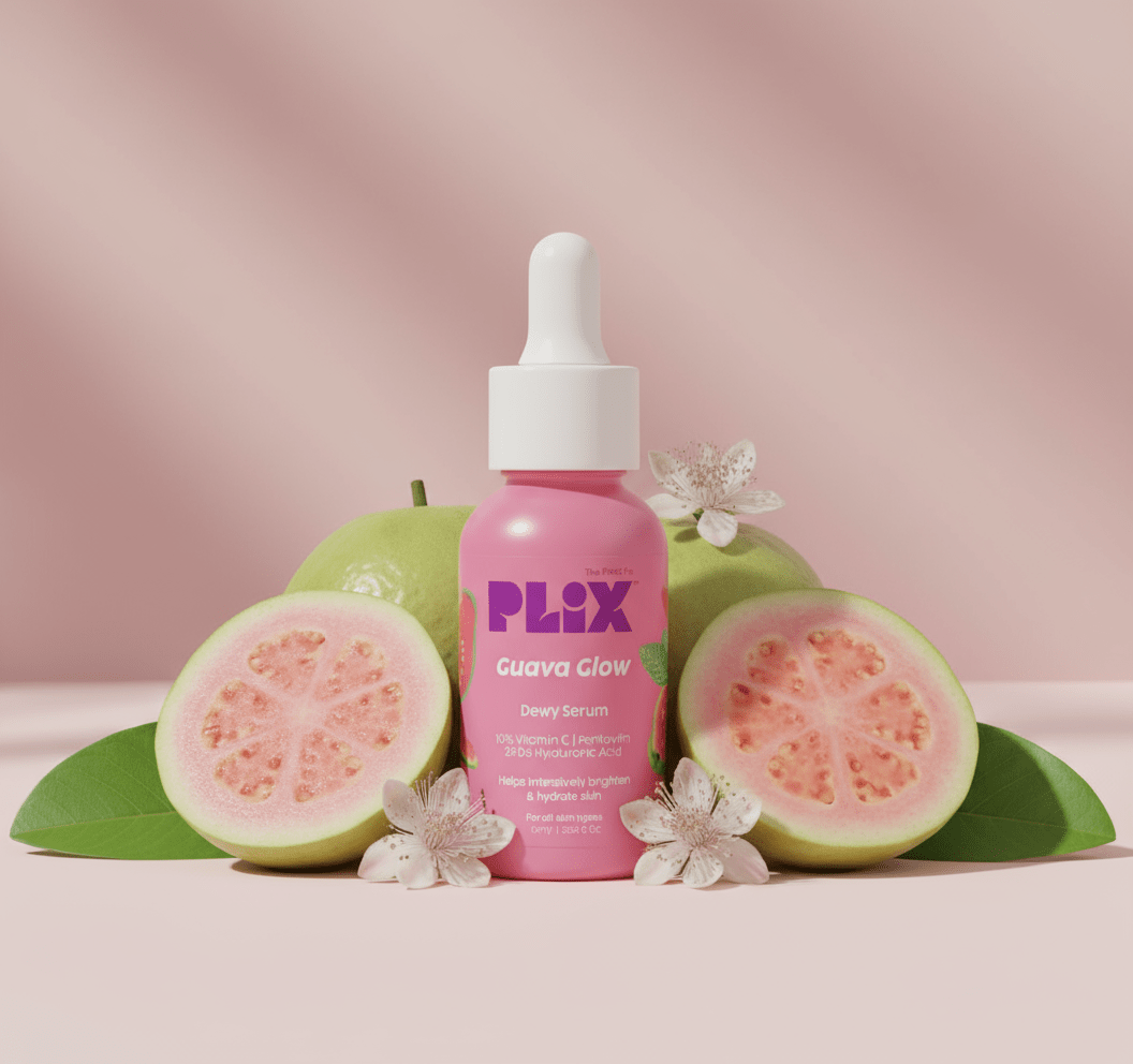 Plix 10% Vitamin C Guava Face Serum Mini 10ml - Brightening, Skin Clearing & Even - Toned Complexion with Hyaluronic Acid & Pentavittin - Agorge