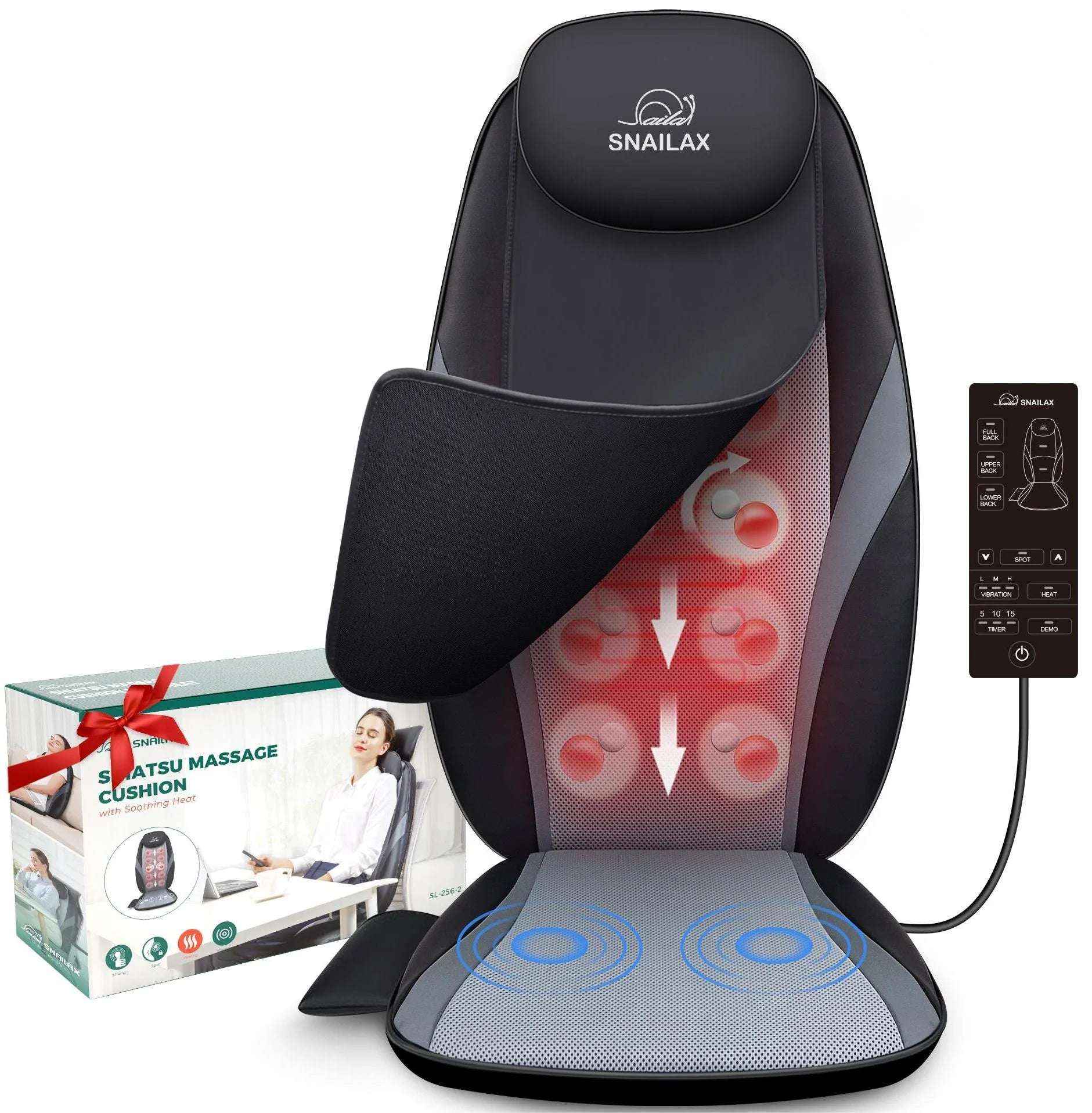 Back Massager with Heat – Electric Shiatsu Massage Chair Pad for Back Pain Relief