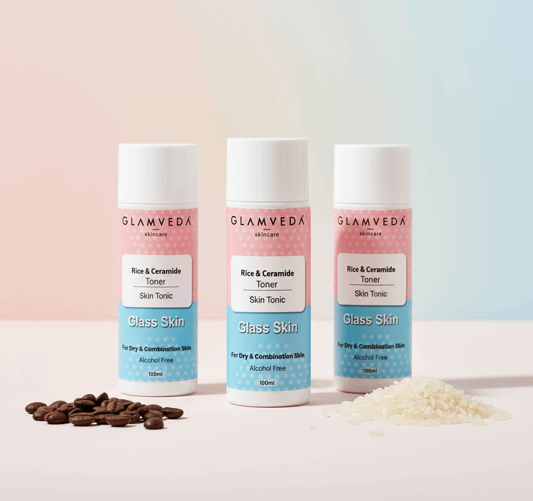 Glamveda Glass Skin Rice & Ceramide Water Tonic | Korean Skin Barrier Building & Nourishing | Hydrating Facial Toner for Dry & Combination Skin | Alcohol - Free | 100ml - Agorge