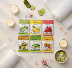 MasKing Facial Sheet Mask Combo Pack of 6 | Korean Hydrating Face Masks | Cucumber, Pomegranate, Vitamin - C, Aloe Vera, Honey & Kiwi | Instant Glow & Brightening | For All Skin Types - Agorge