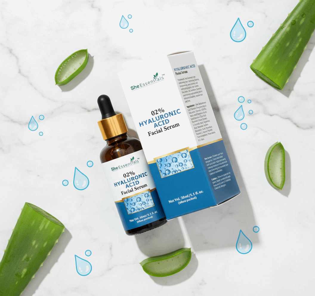 She Essentials 02% Hyaluronic Acid Facial Serum – Deep Hydration & Anti - Aging Booster – 30ml - Agorge