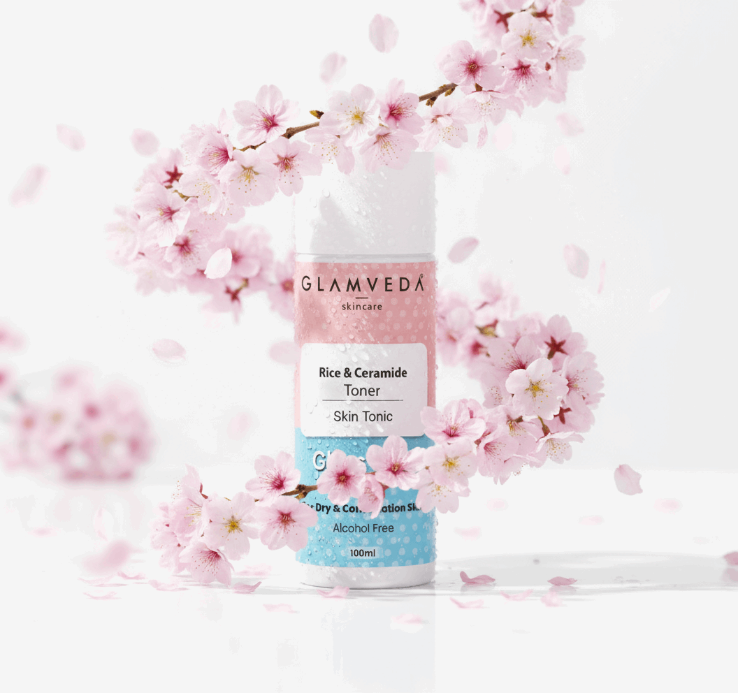 Glamveda Glass Skin Rice & Ceramide Water Tonic | Korean Skin Barrier Building & Nourishing | Hydrating Facial Toner for Dry & Combination Skin | Alcohol - Free | 100ml - Agorge