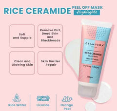 Glamveda Rice & Ceramide Complete Skincare Combo | Face Wash + Peel Off Mask + 6 - Step Facial Kit | Korean Glass Skin | Brightening & Vitalizing | For Dry, Sensitive & Combination Skin - Agorge