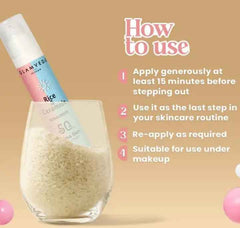 Glamveda Glass Skin Rice & Ceramide Sunscreen SPF 50 PA+++ – No White Cast, Water & Sweat Resistant, Broad Spectrum UV Protection – 50ml - Agorge