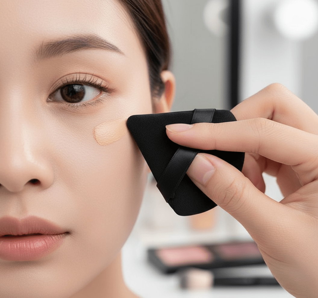 3 in 1 Concealer & 3 Pcs Fingertip Puff Combo - Professional Coverage Foundation with Multi - Use Applicators - Agorge