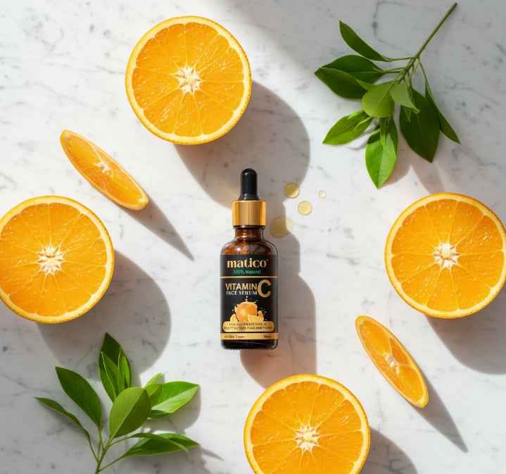 Matico Vitamin C Face Serum with Hyaluronic Acid & Aloe Vera - Brightening Anti - Aging Serum for Glowing Skin - 30ml - Agorge