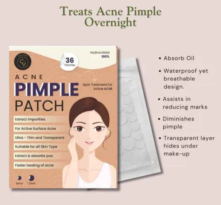 Acne Pimple Patch Spot Treatment - Hydrocolloid Transparent Pimple Patches 36pcs - Agorge
