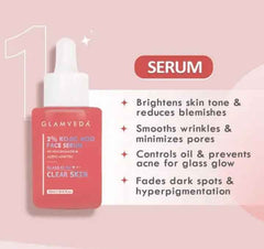 GLAMVEDA 2% Kojic Acid Dual Action Spot Corrector + Serum – Targets Blemishes, Dark Spots, Pigmentation & Uneven Tone | Fades Acne Scars | Promotes Clear Skin | Brightens Complexion & Boosts Radiance