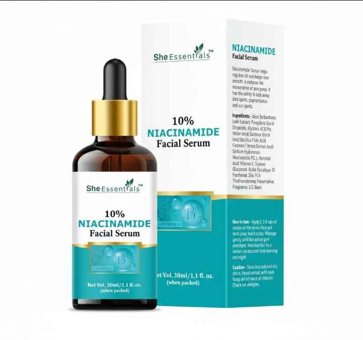 She Essentials 10% Niacinamide Facial Serum – Oil Control, Brightening & Repair For All Skin Types 30ml - Agorge